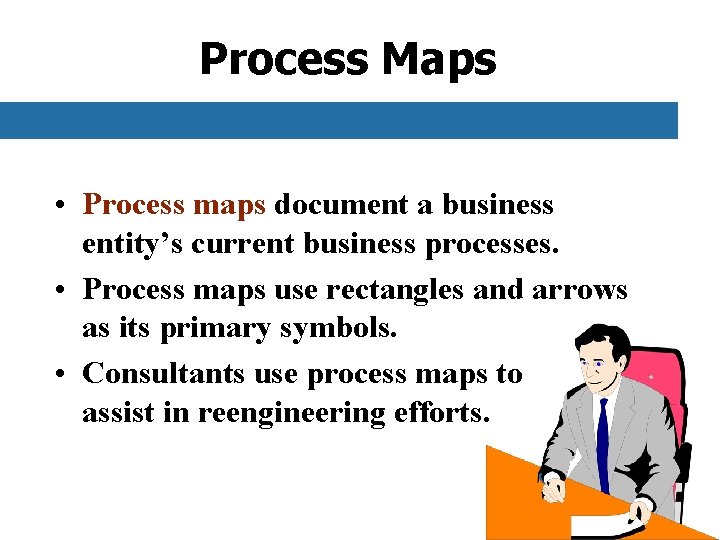 Process Maps • Process maps document a business entity’s current business processes. • Process