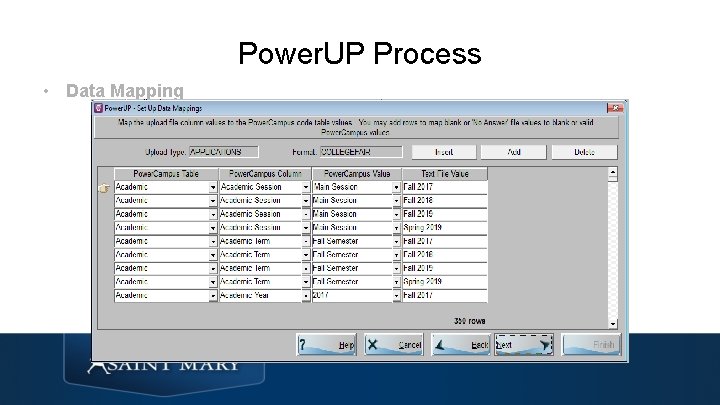 Power. UP Process • Data Mapping 