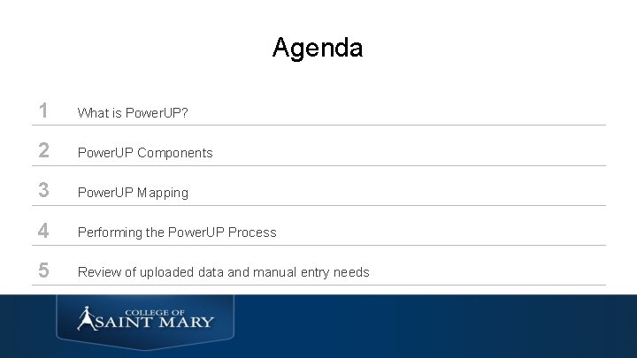 Agenda 1 What is Power. UP? 2 Power. UP Components 3 Power. UP Mapping