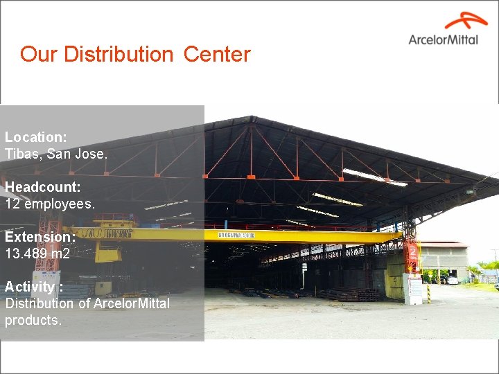Our Distribution Center Location: Tibas, San Jose. Headcount: 12 employees. Extension: 13. 489 m