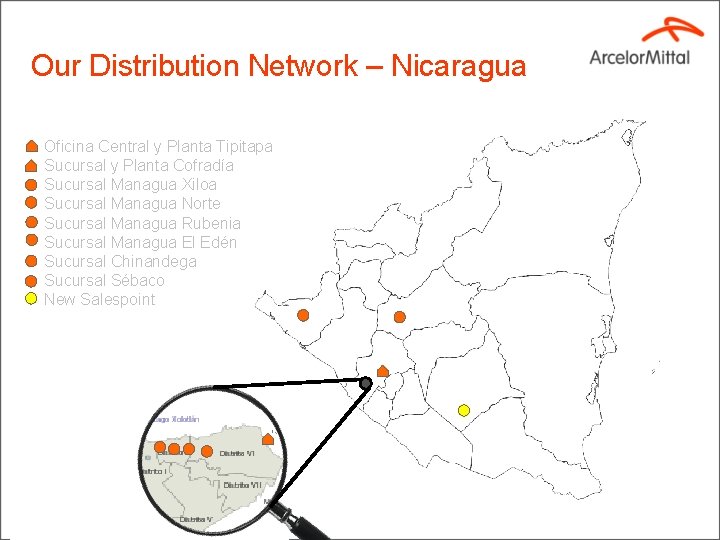 Our Distribution Network – Nicaragua Oficina Central y Planta Tipitapa Sucursal y Planta Cofradía