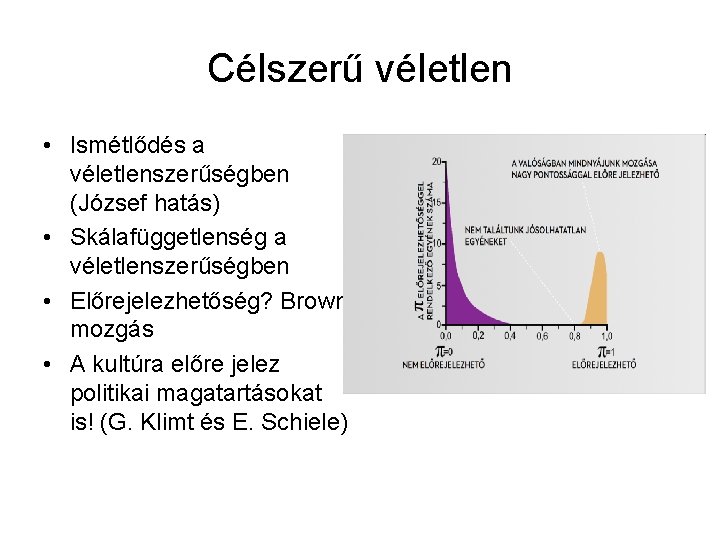 Célszerű véletlen • Ismétlődés a véletlenszerűségben (József hatás) • Skálafüggetlenség a véletlenszerűségben • Előrejelezhetőség?