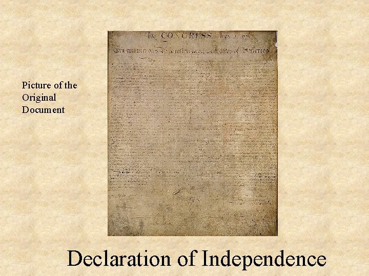 Picture of the Original Document Declaration of Independence 