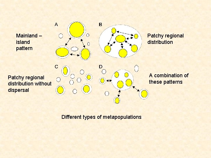 Mainland – island pattern Patchy regional distribution A combination of these patterns Patchy regional