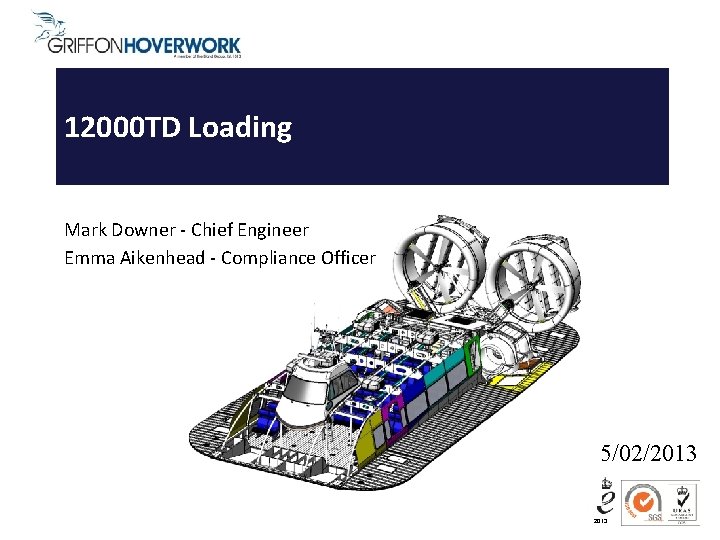 12000 TD Loading Mark Downer - Chief Engineer Emma Aikenhead - Compliance Officer 05/02/2013