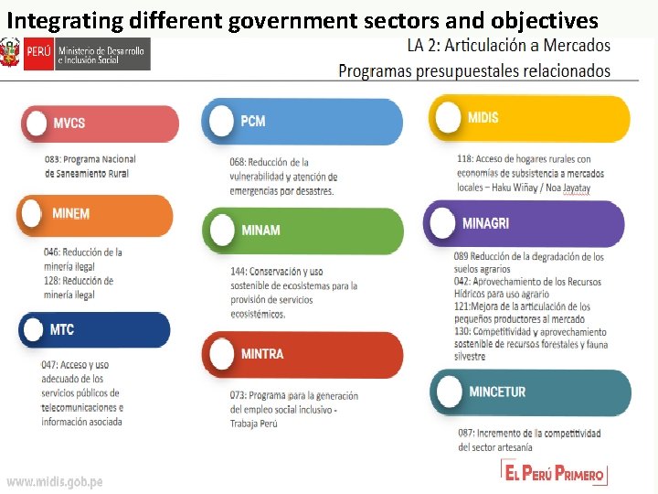 Integrating different government sectors and objectives 