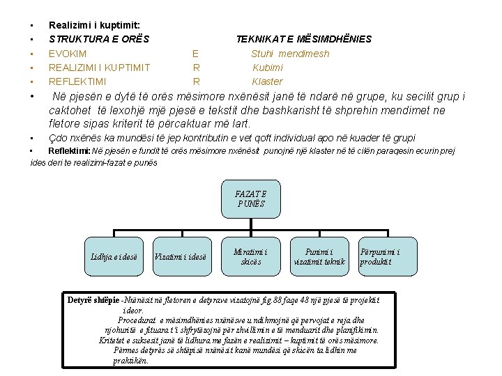  • • • Realizimi i kuptimit: STRUKTURA E ORËS EVOKIM REALIZIMI I KUPTIMIT