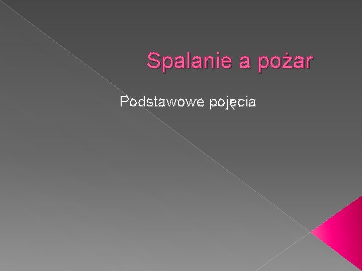 Spalanie a pożar Podstawowe pojęcia 