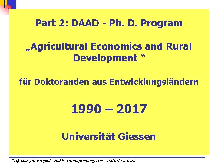 Part 2 DAAD Ph D Program Agricultural Economics