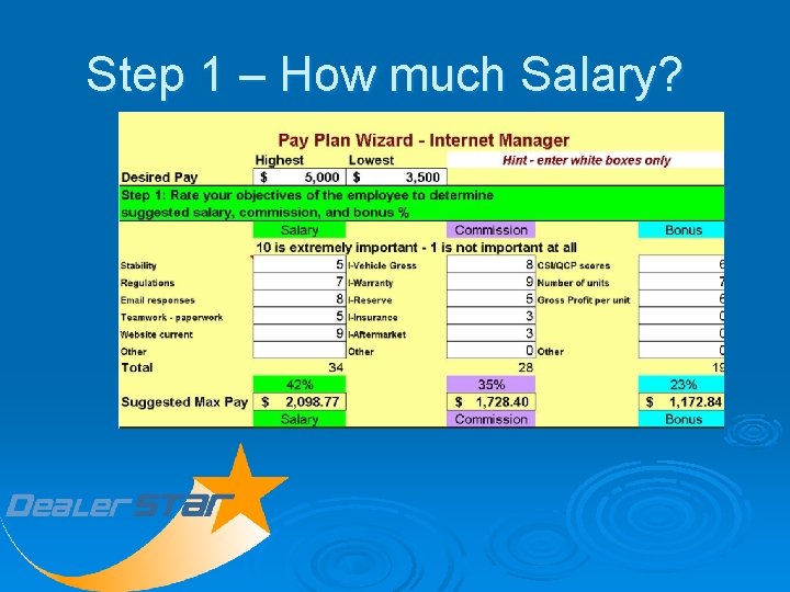 Step 1 – How much Salary? 