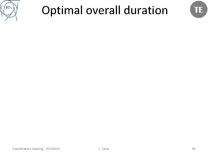 Optimal overall duration Coordination meeting - 20140618 L. Serio 30 