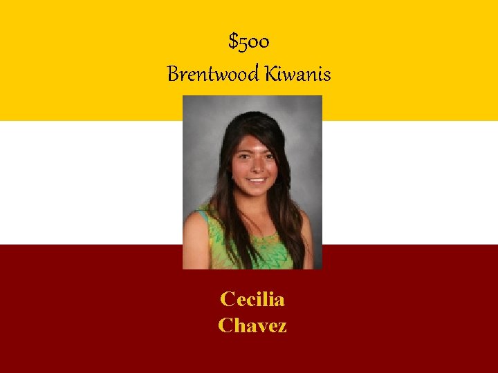 $500 Brentwood Kiwanis Cecilia Chavez $500 Brentwood Kiwanis Cecilia Chavez