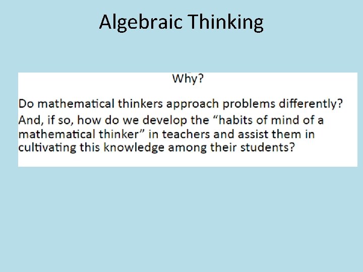 Algebraic Thinking 