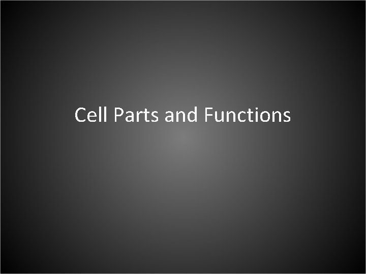 Cell Parts and Functions 