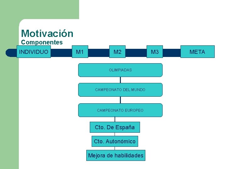 Motivación Componentes INDIVIDUO M 1 M 2 OLIMPIADAS CAMPEONATO DEL MUNDO CAMPEONATO EUROPEO Cto.