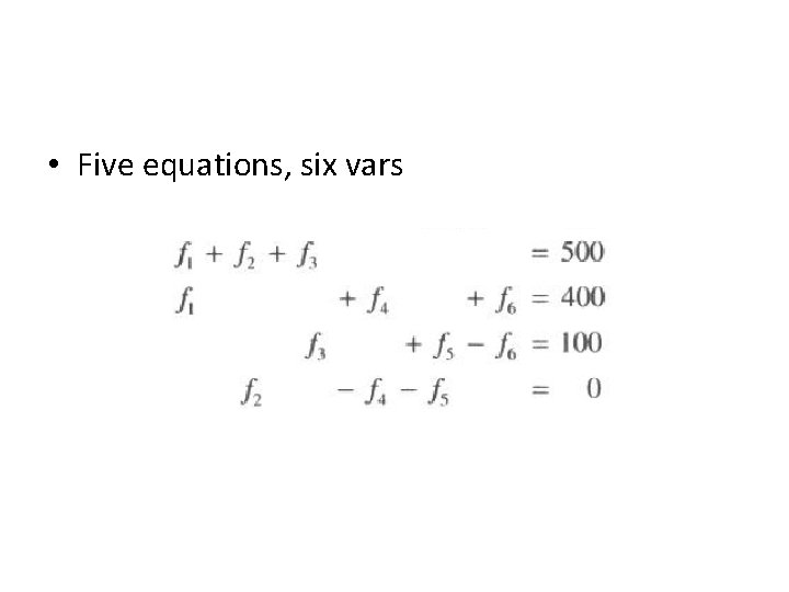  • Five equations, six vars 