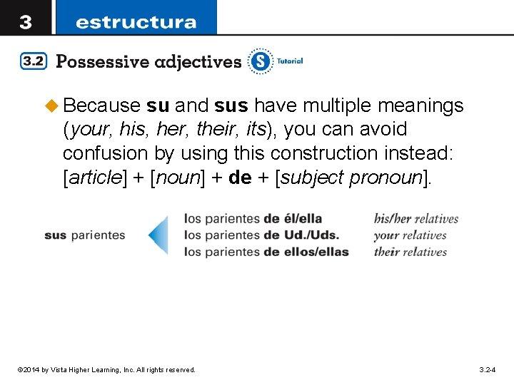 u Because su and sus have multiple meanings (your, his, her, their, its), you