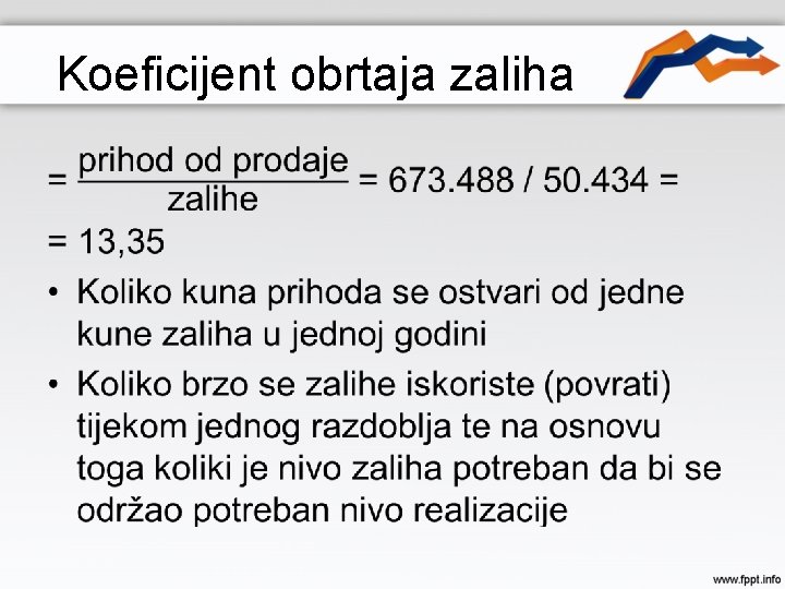 Koeficijent obrtaja zaliha • 