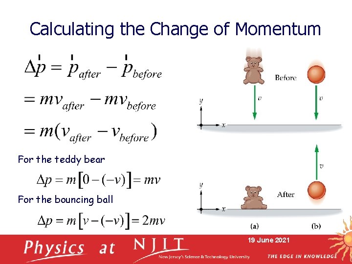 Calculating the Change of Momentum For the teddy bear For the bouncing ball 19