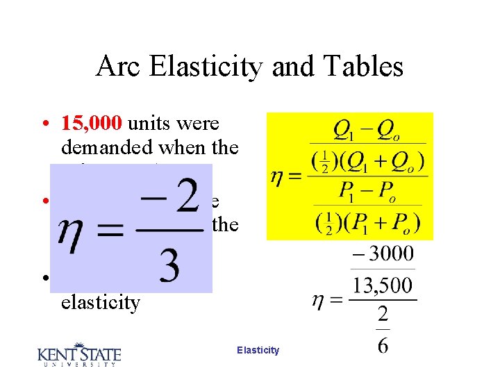 Arc Elasticity and Tables • 15, 000 units were demanded when the price was Arc Elasticity and Tables • 15, 000 units were demanded when the price was
