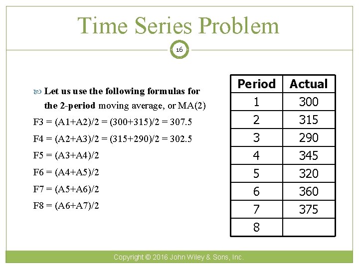 Time Series Problem 16 Let us use the following formulas for the 2 -period Time Series Problem 16 Let us use the following formulas for the 2 -period