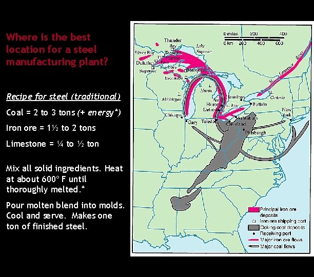 Where is the best location for a steel manufacturing plant? Recipe for steel (traditional)