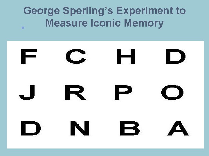 George Sperling’s Experiment to Measure Iconic Memory • 