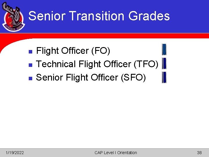 Senior Transition Grades n n n 1/19/2022 Flight Officer (FO) Technical Flight Officer (TFO)