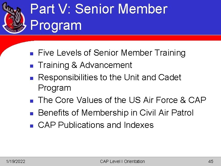 Part V: Senior Member Program n n n 1/19/2022 Five Levels of Senior Member