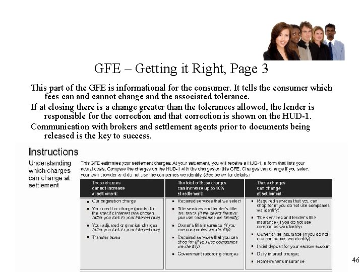 GFE – Getting it Right, Page 3 This part of the GFE is informational
