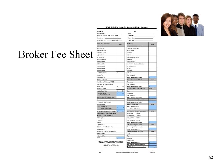 Broker Fee Sheet 62 