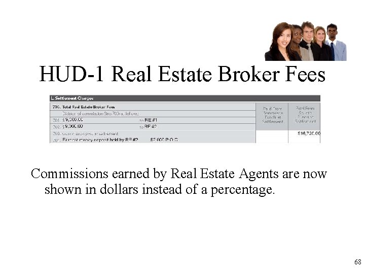 HUD-1 Real Estate Broker Fees Commissions earned by Real Estate Agents are now shown