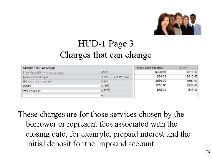 HUD-1 Page 3 Charges that can change These charges are for those services chosen