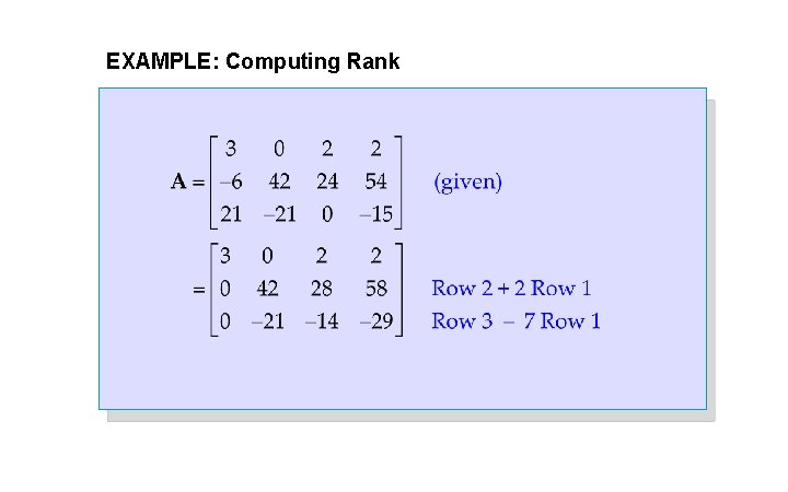 EXAMPLE: Computing Rank 