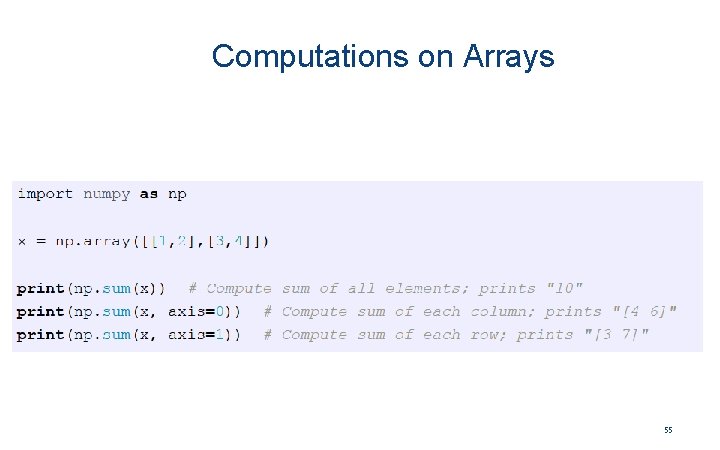 Computations on Arrays 55 