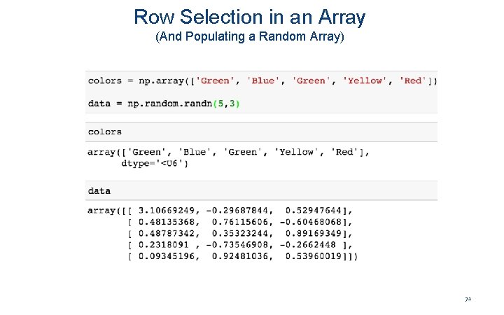 Row Selection in an Array (And Populating a Random Array) 71 