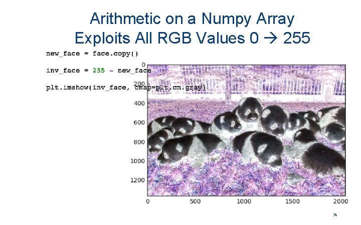 Arithmetic on a Numpy Array Exploits All RGB Values 0 255 74 