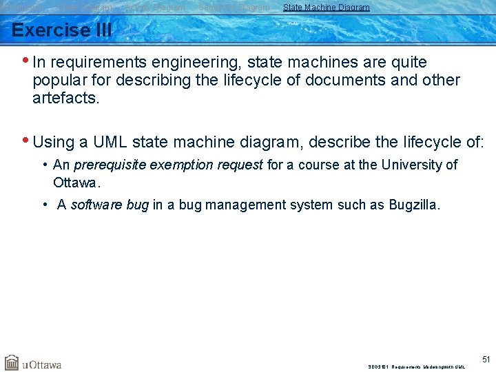 Introduction Class Diagram Activity Diagram Sequence Diagram State Machine Diagram Exercise III • In