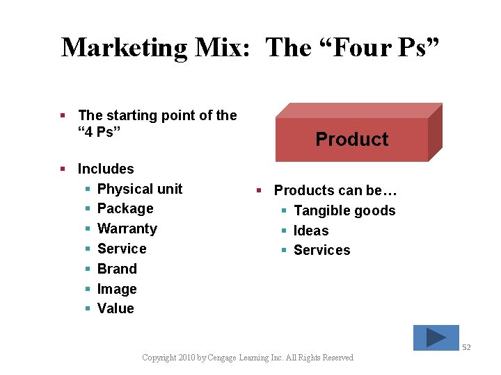 Marketing Mix: The “Four Ps” § The starting point of the “ 4 Ps”