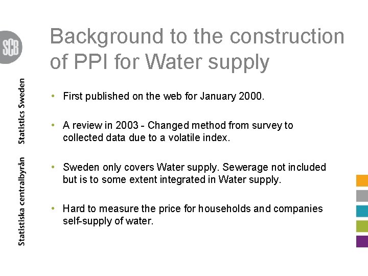 Background to the construction of PPI for Water supply • First published on the