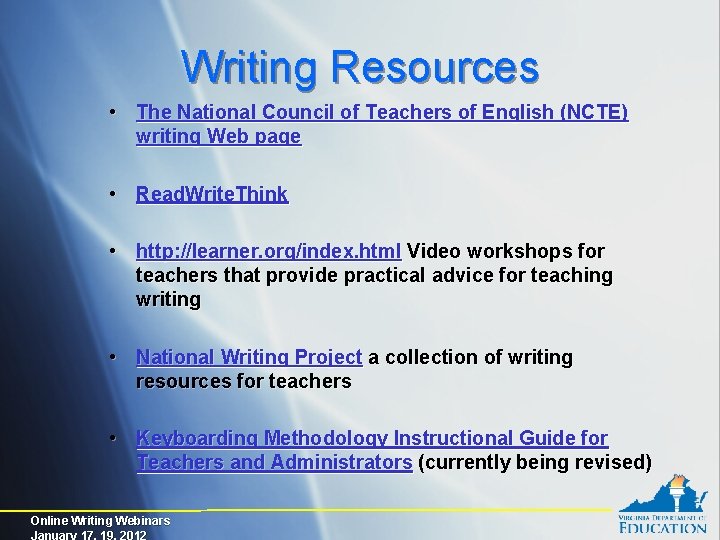 Writing Resources • The National Council of Teachers of English (NCTE) writing Web page