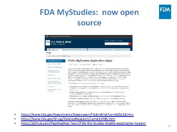 FDA My. Studies: now open source • • • https: //www. fda. gov/News. Events/Newsroom/FDAIn.