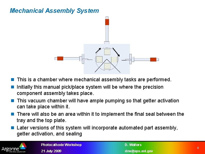 Mechanical Assembly System n This is a chamber where mechanical assembly tasks are performed.