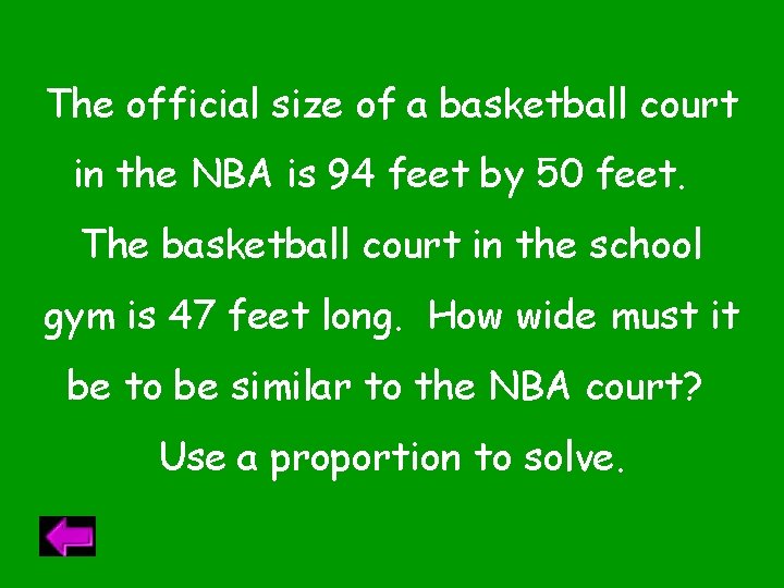 The official size of a basketball court in the NBA is 94 feet by