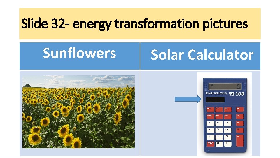Slide 32 - energy transformation pictures Sunflowers Solar Calculator 