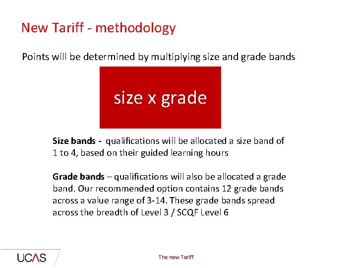 New Tariff - methodology Points will be determined by multiplying size and grade bands