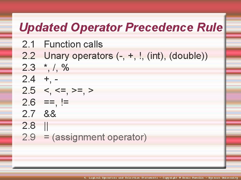 Updated Operator Precedence Rule 2. 1 2. 2 2. 3 2. 4 2. 5