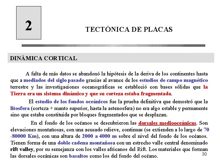 2 TECTÓNICA DE PLACAS DINÁMICA CORTICAL A falta de más datos se abandonó la