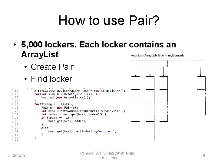 How to use Pair? • 5, 000 lockers. Each locker contains an Array. List