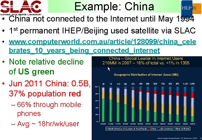 Example: China • China not connected to the Internet until May 1994 • 1